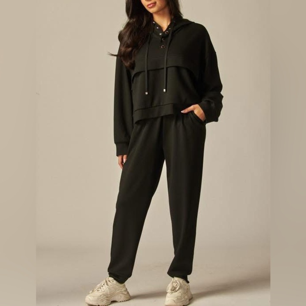 Elegant Black Hoodie Jumpsuit for Women
